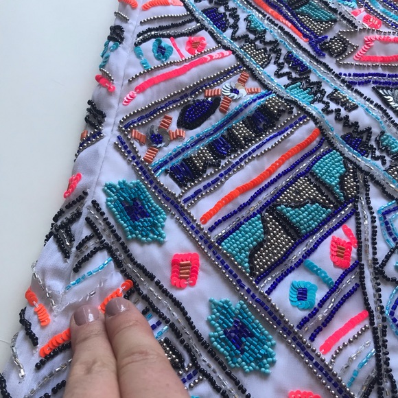 Parker Beaded Multicolor White Mini Cocktail Dress - New With Tags NWT $396 - Picture 15 of 16